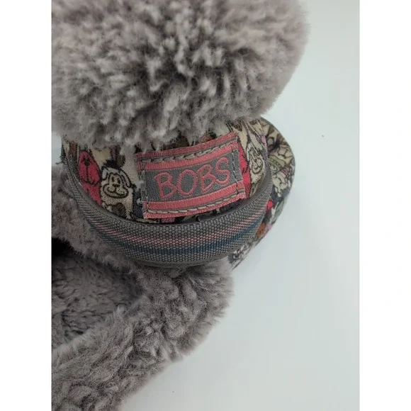 Skechers BOBS Slippers Women 7.5 Dog Print Faux Fur Lined Memory Foam Cozy - Picture 16 of 16
